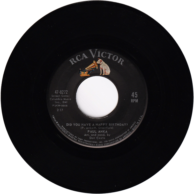 Paul Anka - Did You Have A Happy Birthday? / For No Good Reason At All (w/PS)