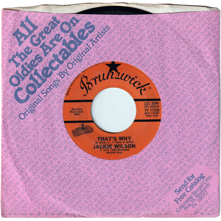 Jackie Wilson - That's Why (I Love You So) / To Be Loved (Re-Issue)