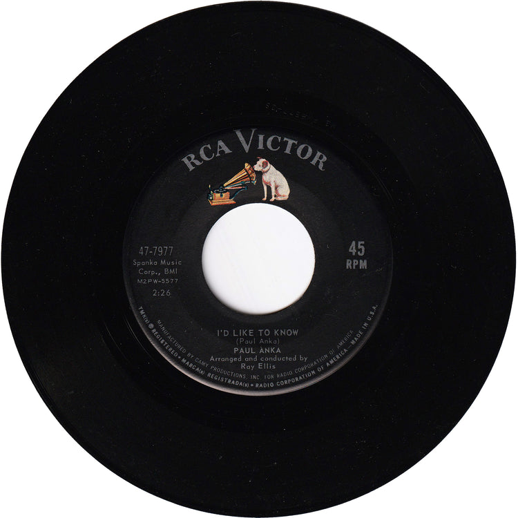 Paul Anka - Love Me Warm & Tender / I'd Like To Know (w/PS)
