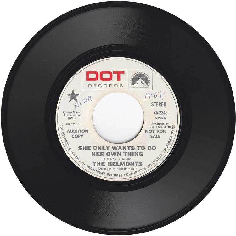 The Belmonts - Reminiscences / She Only Wants To Do Her Own Thing (Promo)