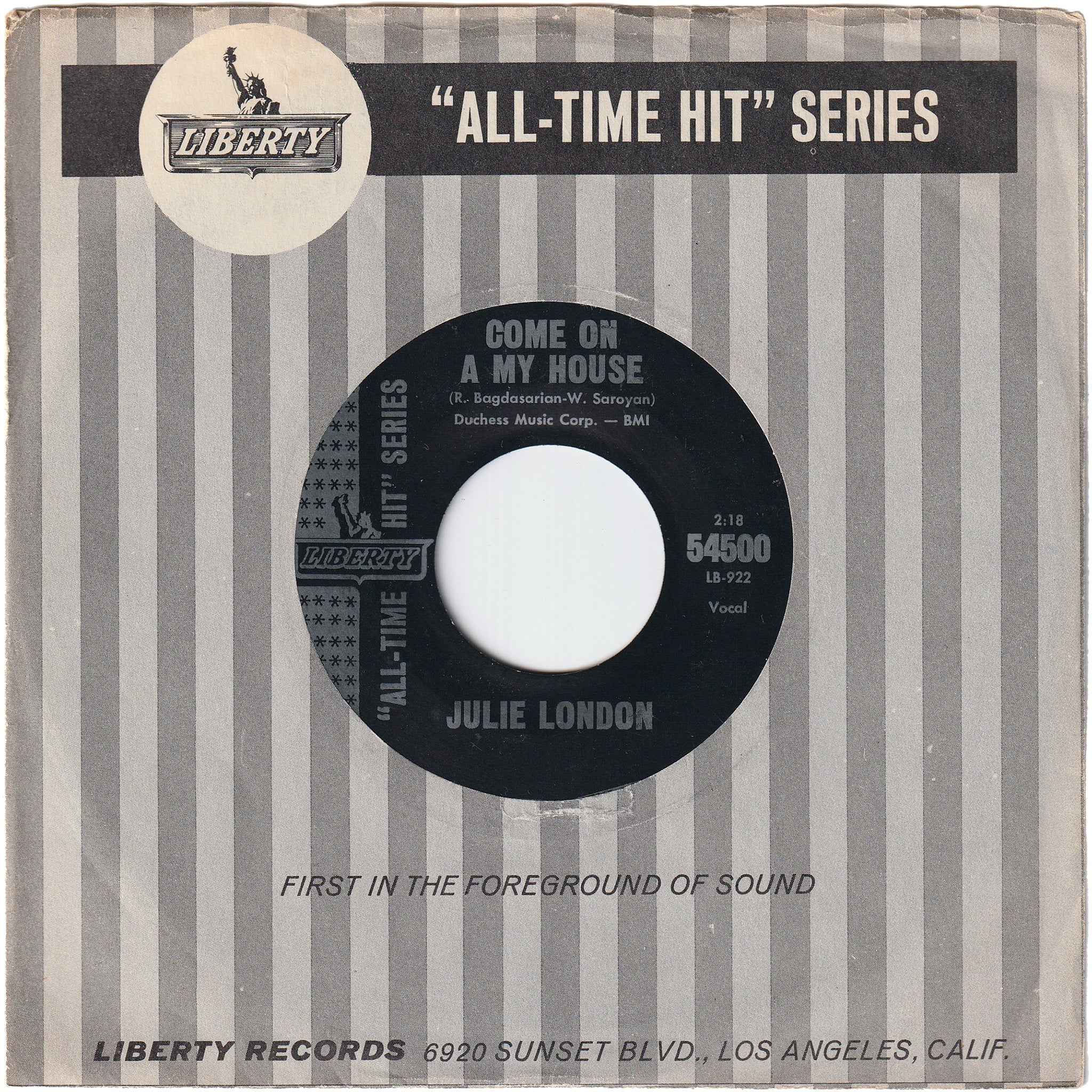 Julie London - Come On A My House / Cry Me A River (Promo) – NIGHT 