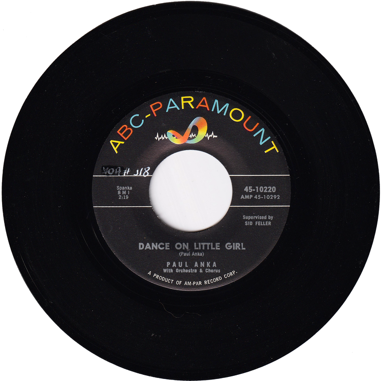 Paul Anka - Dance On Little Girl / I Talk To You (On The Telephone) (w/PS)
