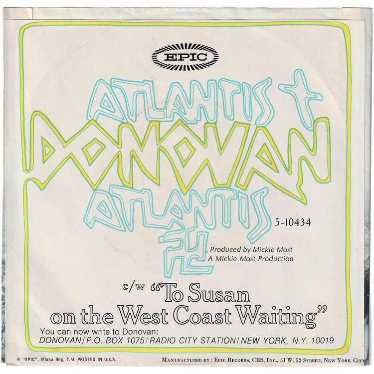 Donovan - Atlantic / To Susan On The West Coast Waiting (w/PS)