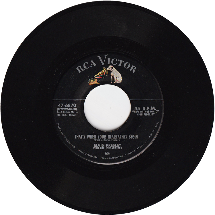 Elvis Presley - All Shook Up / That's When Your Heartaches Begin (Silver line label)