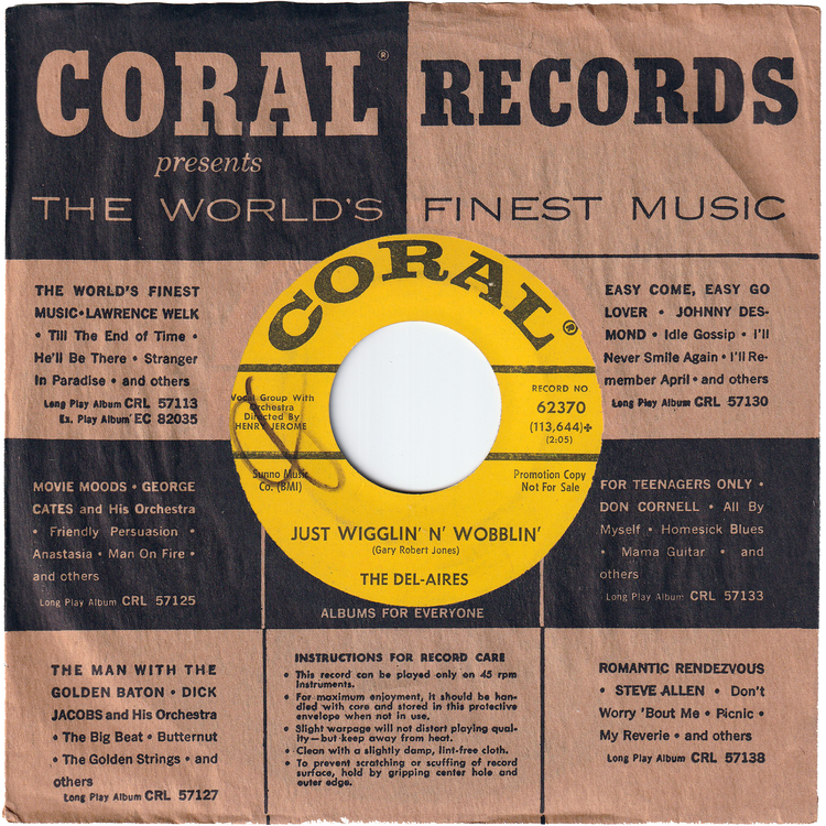 The Del-Aires- Just Wigglin' n' Wobblin' / Elaine (Promo)