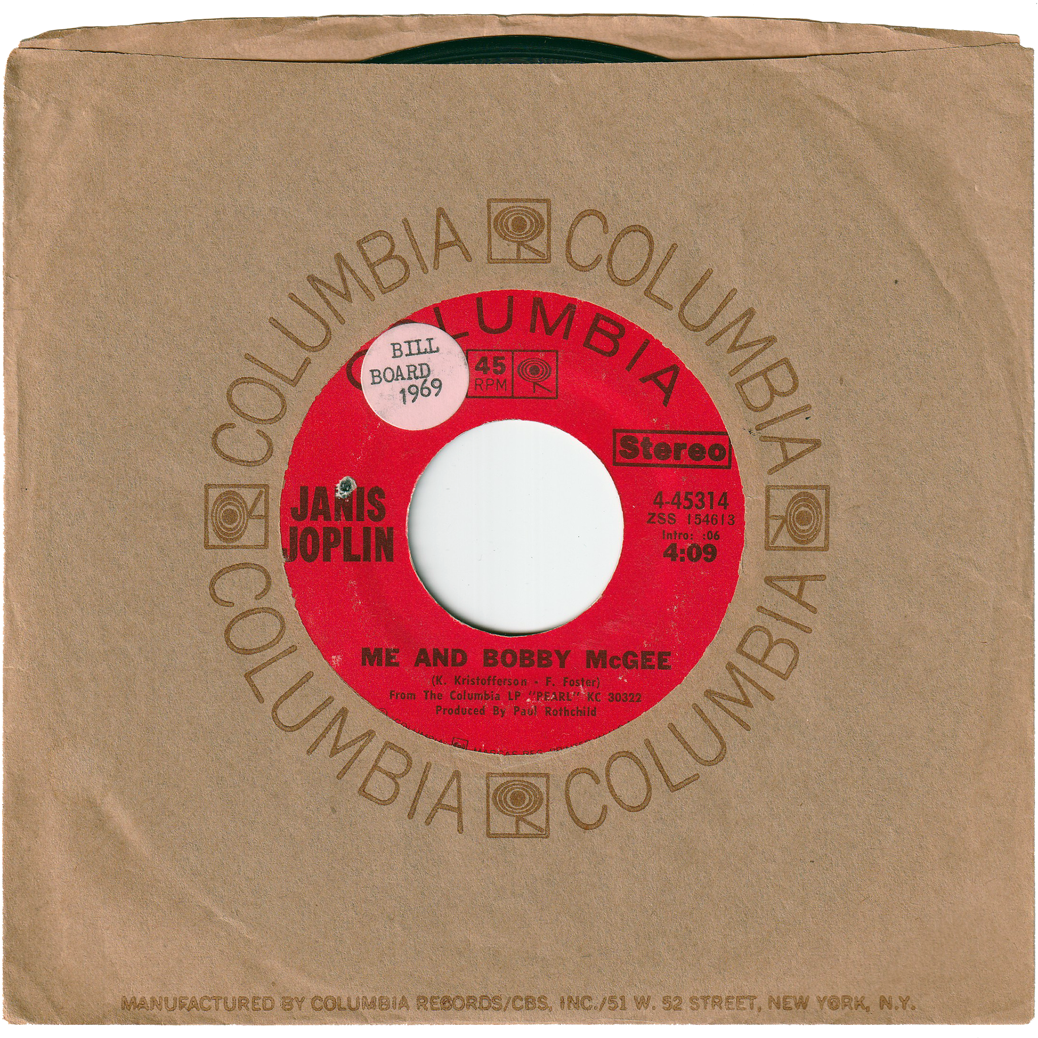 ブートレガーズ Janis Joplin七分袖　M Janis Joplin - Me & Bobby McGee / Half Moon – NIGHT BEAT RECORDS