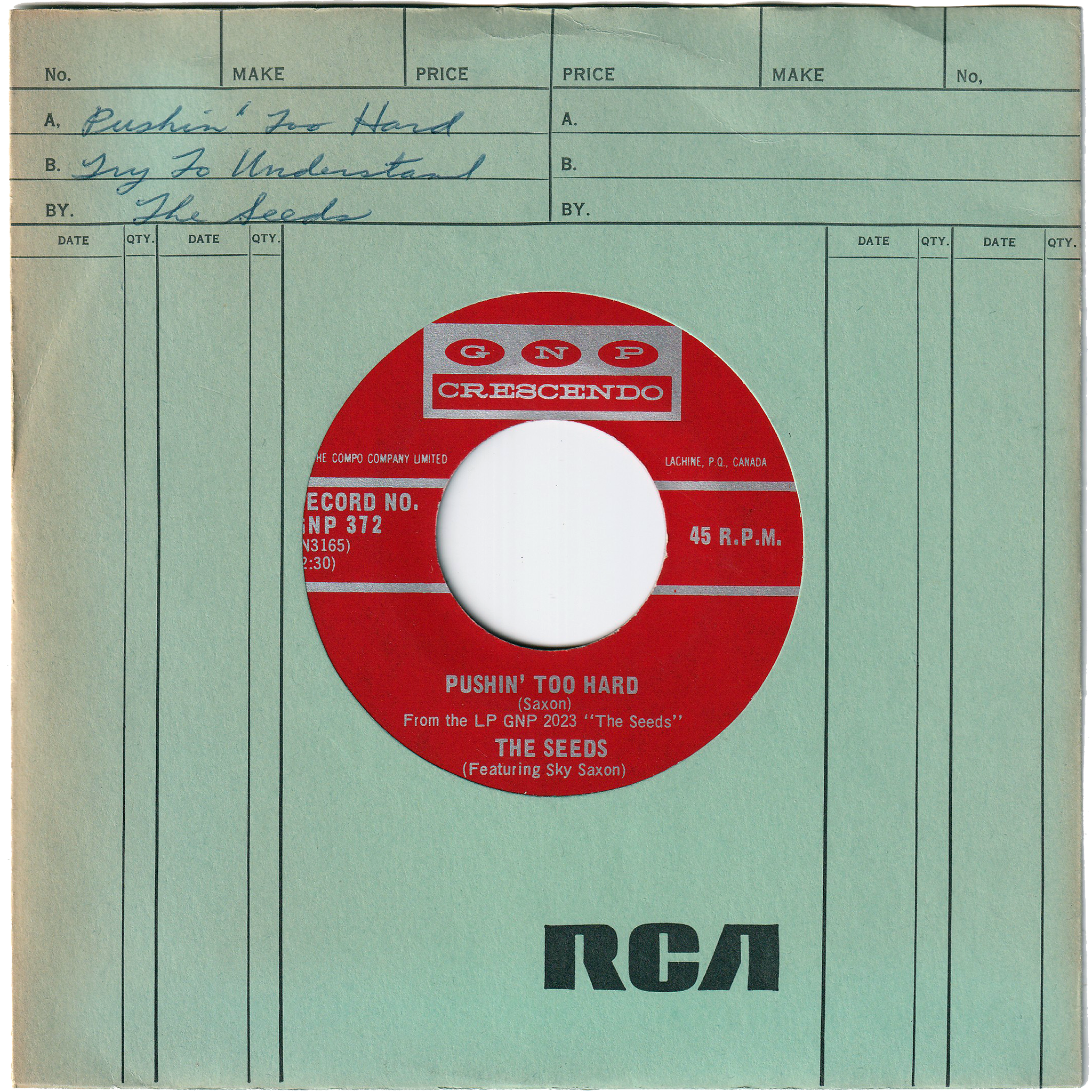 The Seeds - Pushin' Too Hard / Try To Understand [Canada