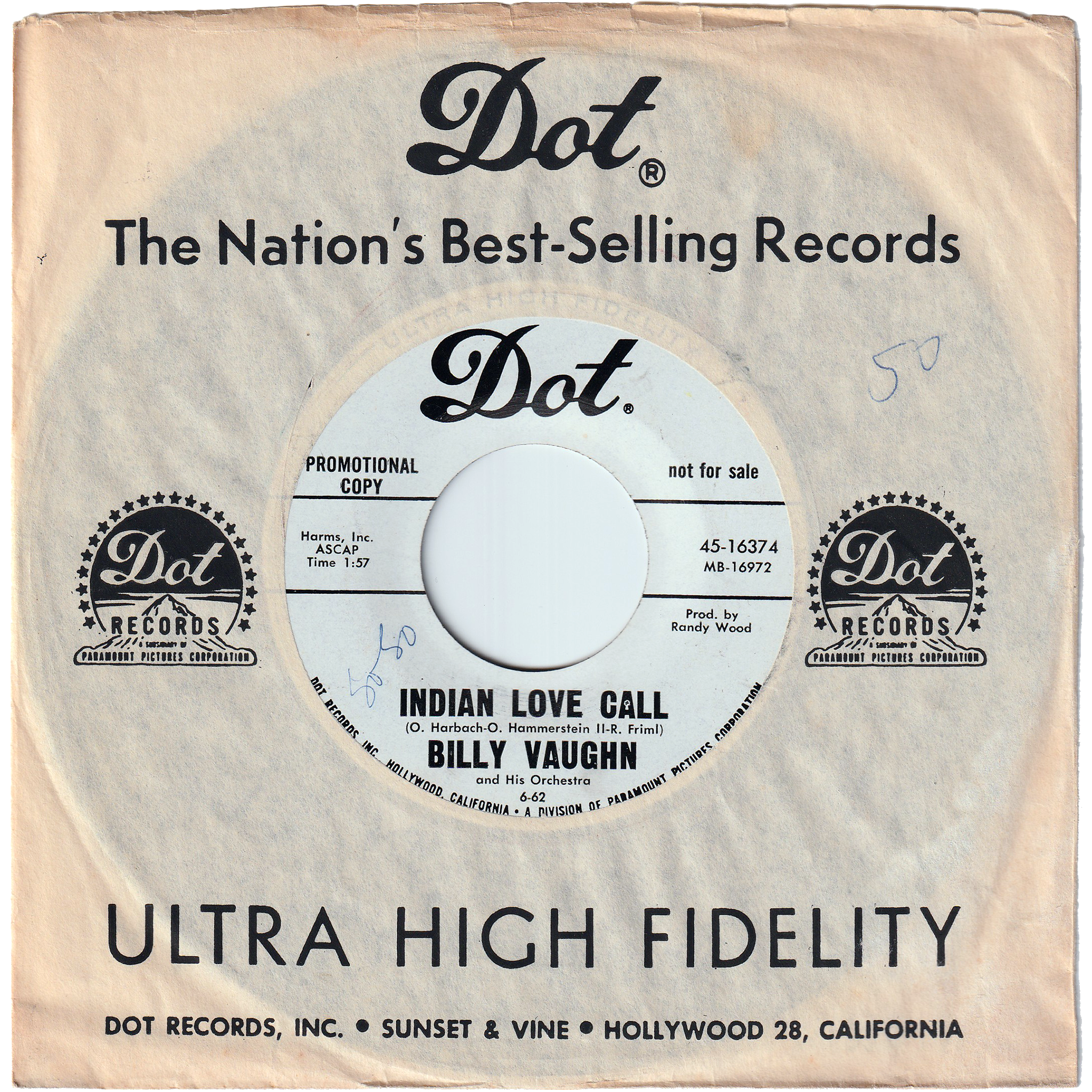 Billy Vaughn - Indian Love Call / A Swingin' Safari [Promo