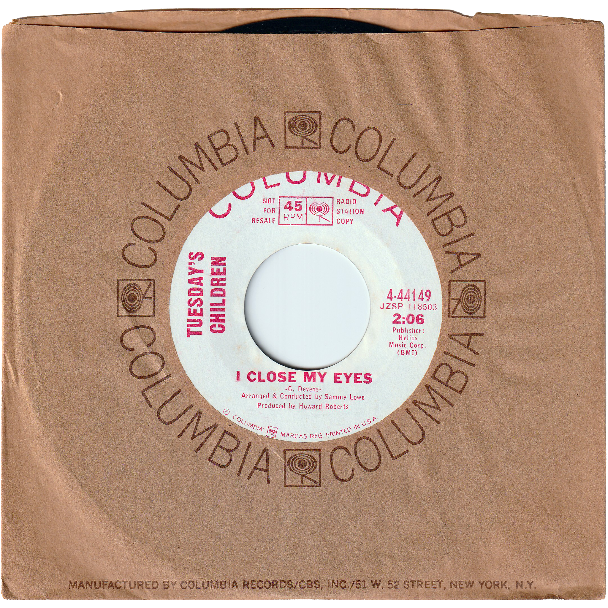 Tuesday's Children - I Close My Eyes / What Is Love [Promo