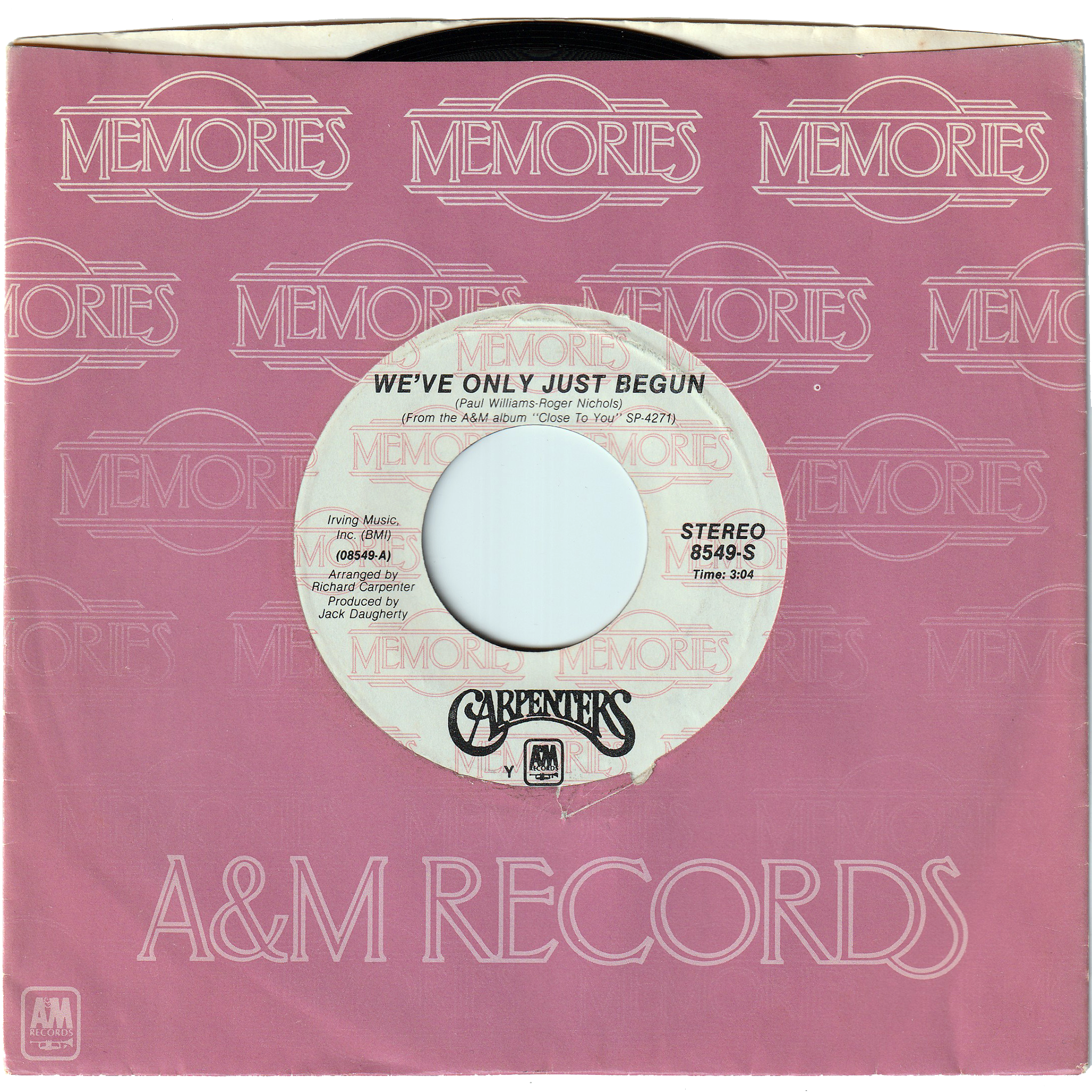 Carpenters - We've Only Just Begun / For All We Know [Re-Issue