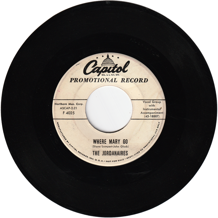 The Jordanaires - Wella Wella Honey / Where Mary Go (Promo)