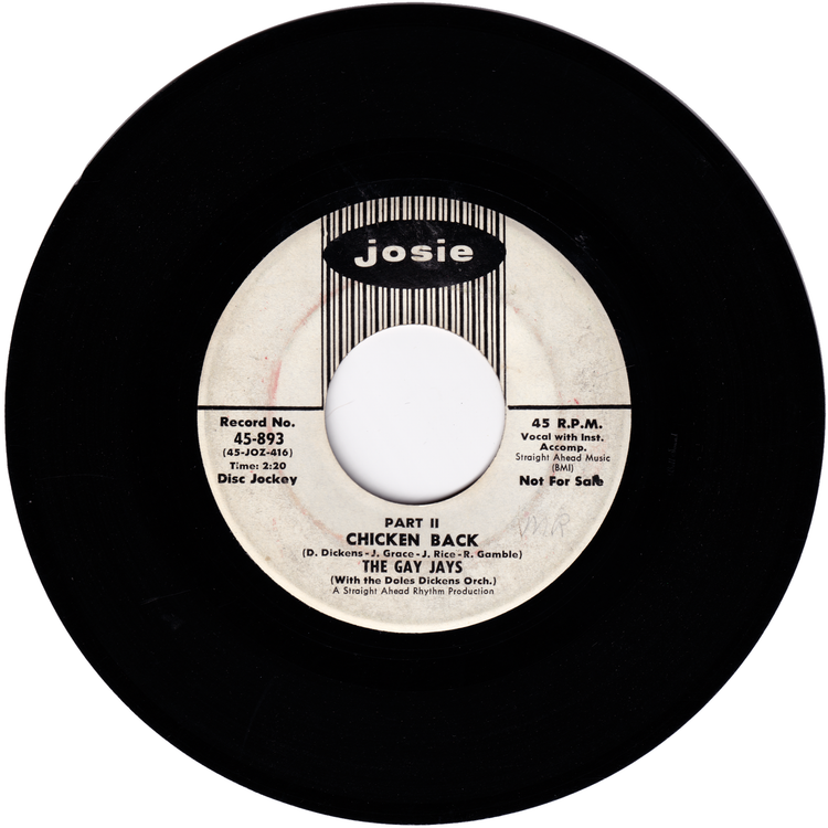 The Gay Jays - Chicken Back Part 1 / Chicken Back Part 2 (JOSIE Label, Promo)