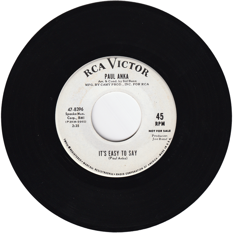 Paul Anka - In My Imagination / It's Easy To Say (Promo)
