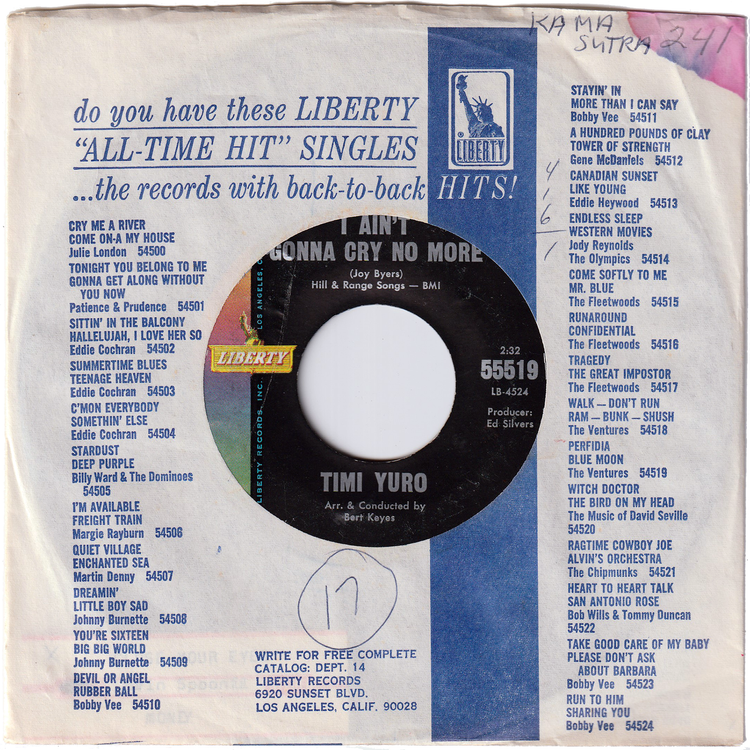 Timi Yuro - I Ain't Gonna Cry No More / The Love Of A Boy