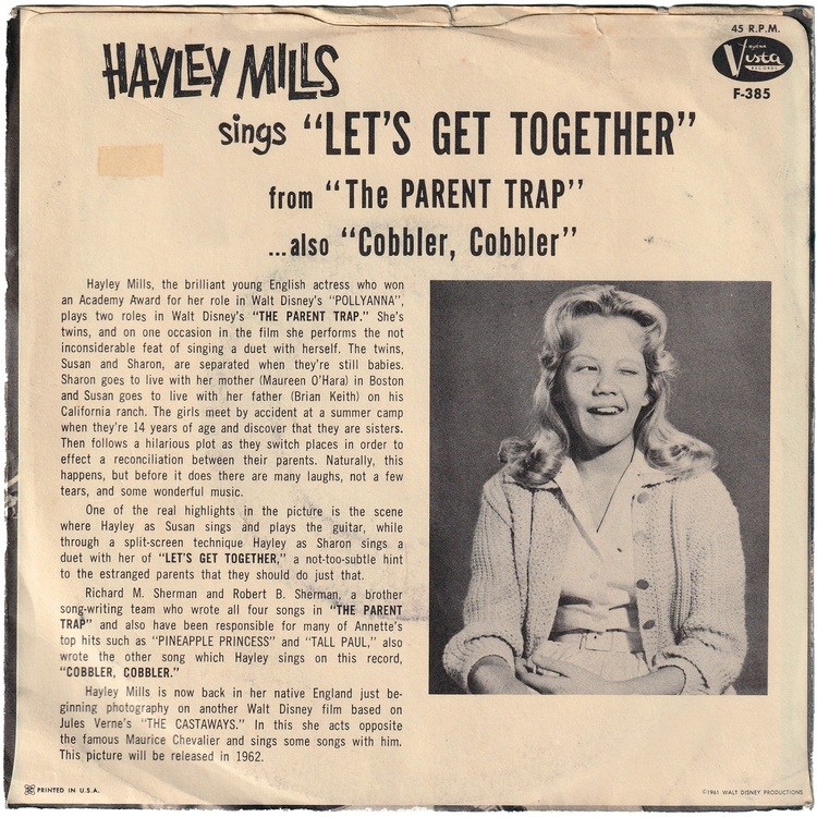 Hayley Mills - Let's Get Together / Cobbler Cobbler (Promo, w/PS)