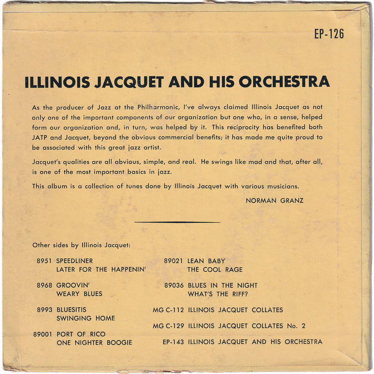 Illinois Jacquet - Self Titled [45rpm, 7inch, 4tracks, EP, w/PS ...