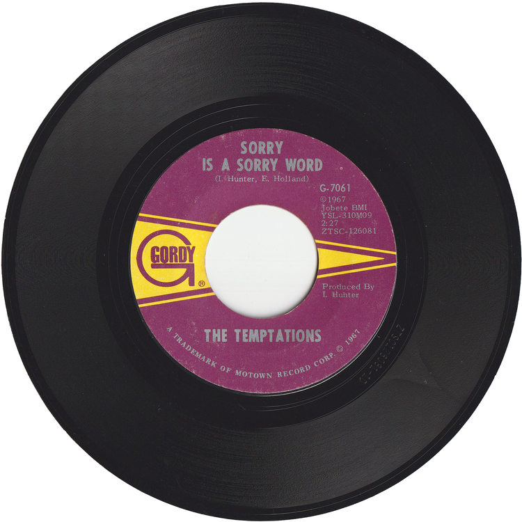 The Temptations - All I Need / Sorry Is A Sorry Word