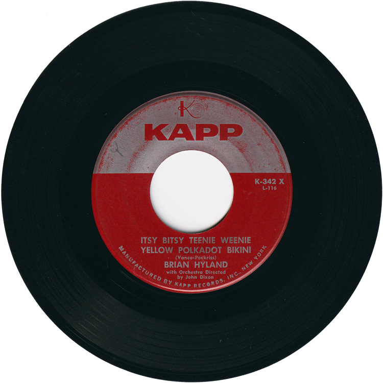 Brian Hyland - Itsy Bitsy Teenie Weenie Yellow Polka Dot Bikini / Don't Dilly Dally, Sally [KAPP label]