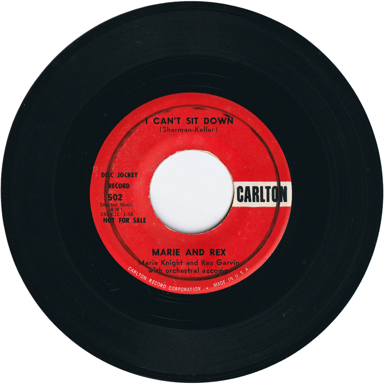 Marie Knight & Rex Garvin - I Can't Sit Down / Marie Knight - Miracles (Promo)