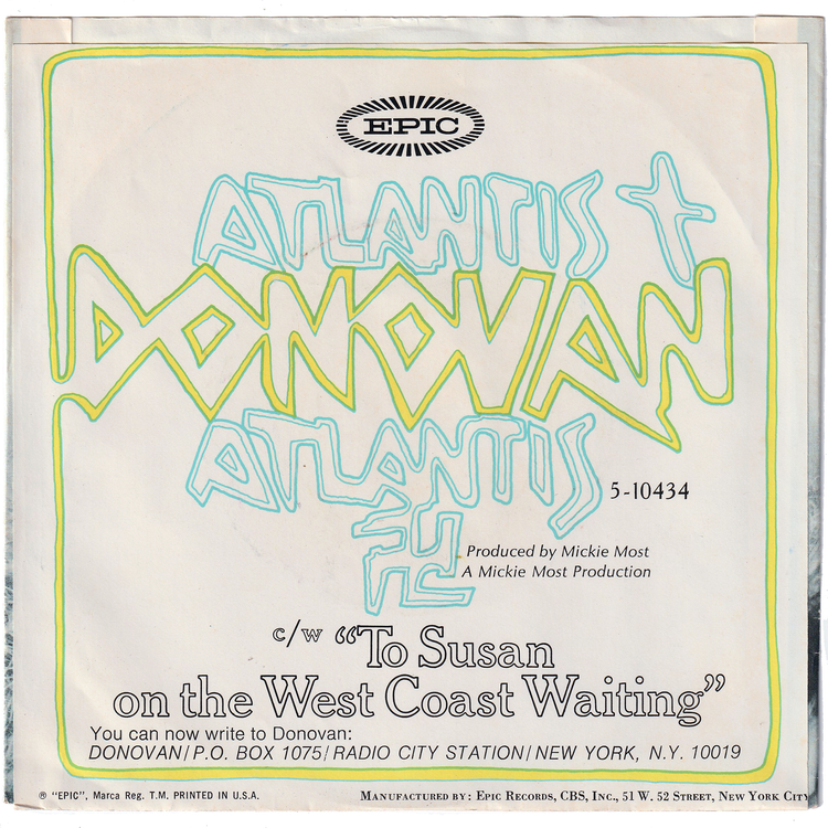 Donovan - Atlantic / To Susan On The West Coast Waiting (w/PS)