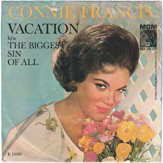 Connie Francis - Vacation / The Biggest Sin Of All (w/PS)