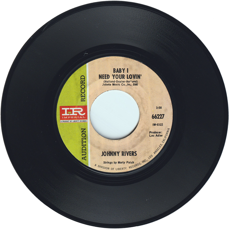 Johnny Rivers - Baby I Need Your Lovin' / Gettin' Ready For Tomorrow (Promo)