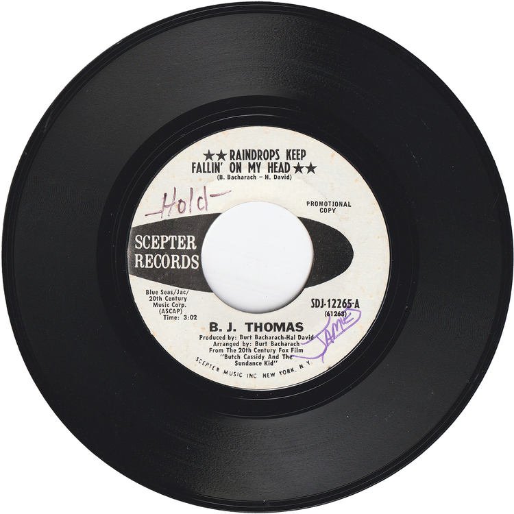 B. J. Thomas - Raindrops Keep Fallin' On My Head / Raindrops Keep Fallin' On My Head (Promo)