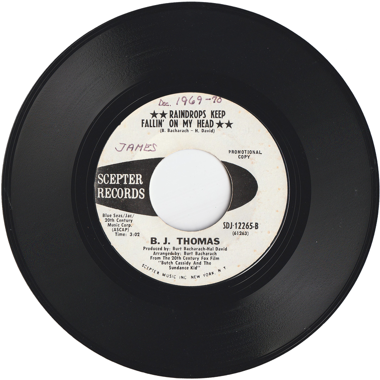 B. J. Thomas - Raindrops Keep Fallin' On My Head / Raindrops Keep Fallin' On My Head (Promo)