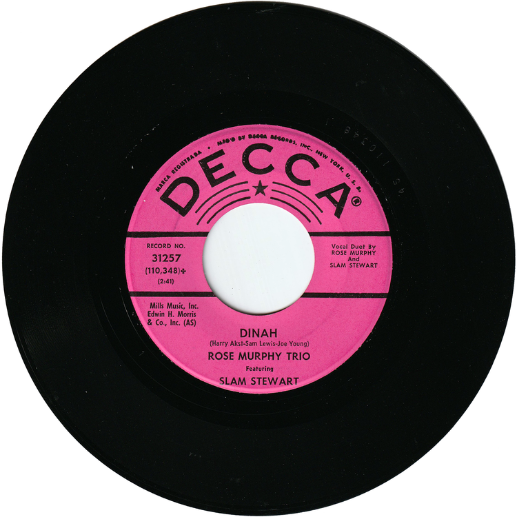 Rose Murphy Trio featuring Slam Stewart - Big Noise From Winnetka / Dinah (Promo)