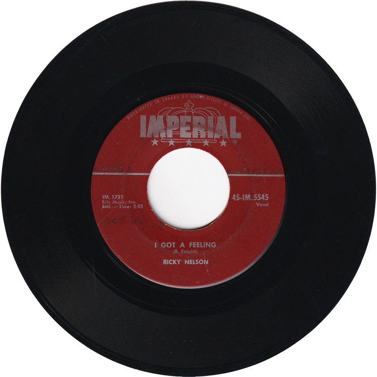 Ricky Nelson - Lonesome Town / I Got A Feeling [Canada]
