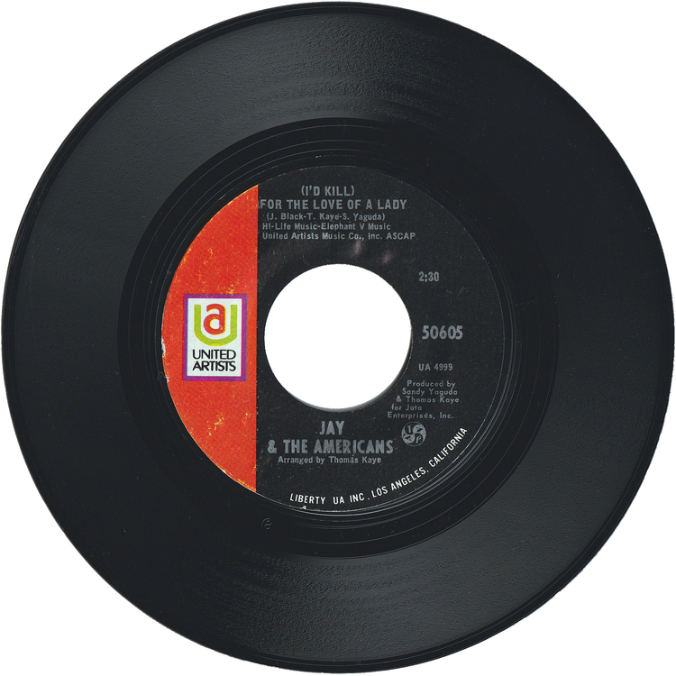 Jay & The Americans - Walkin' In The Rain / (I'd Kill) For The Love Of A Lady [Styrene, Shelley Pressing]