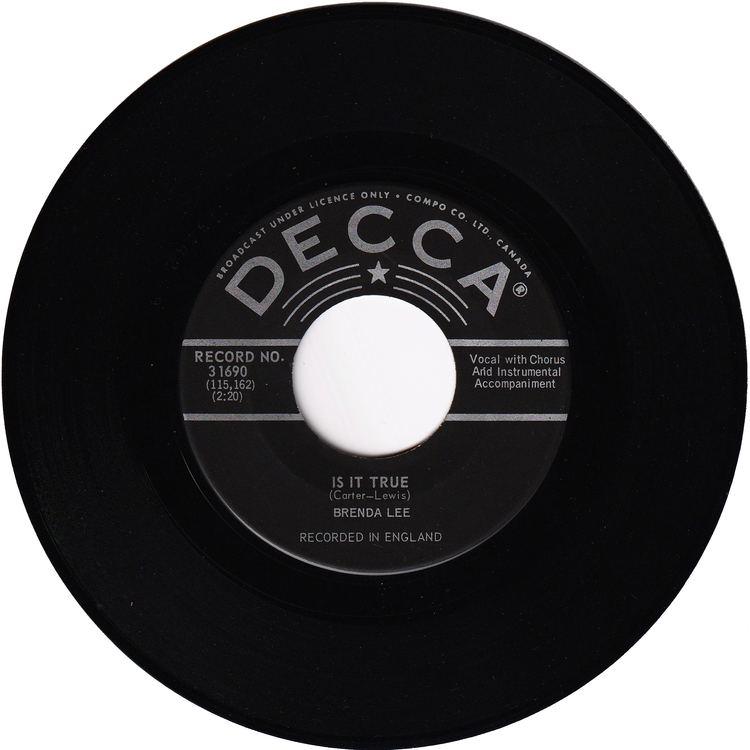 Brenda Lee - Is It True / Just Behind The Rainbow [Canada, w/PS]