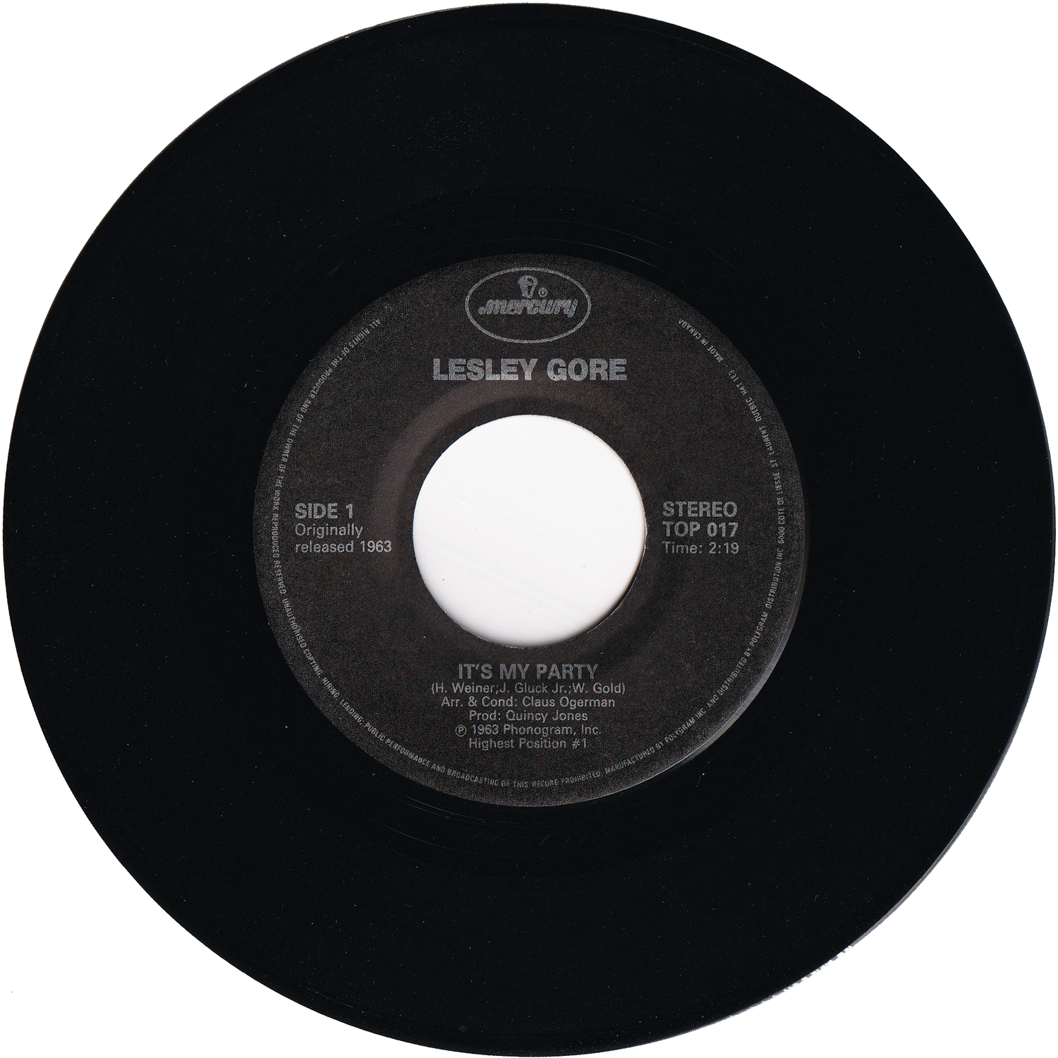 Lesley Gore - It's My Party / Judy's Turn To Cry [Canadian