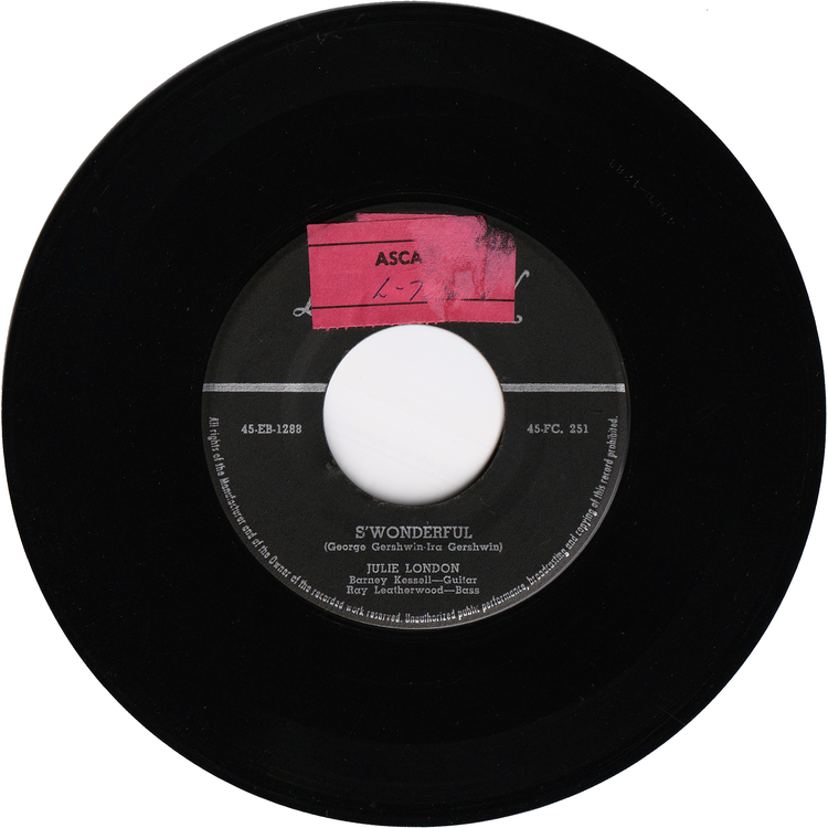 Julie London - Cry Me A River / S'Wonderful [Canada]