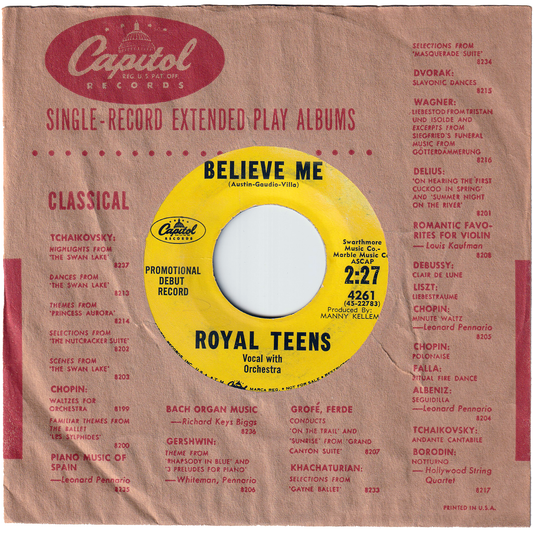 The Royal Teens - Believe Me / Little Cricket [Promo]