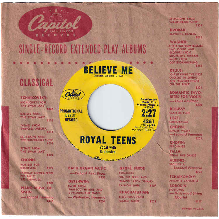 The Royal Teens - Believe Me / Little Cricket [Promo]