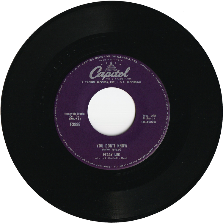 Peggy Lee - Fever / You Don't Know [Canada]
