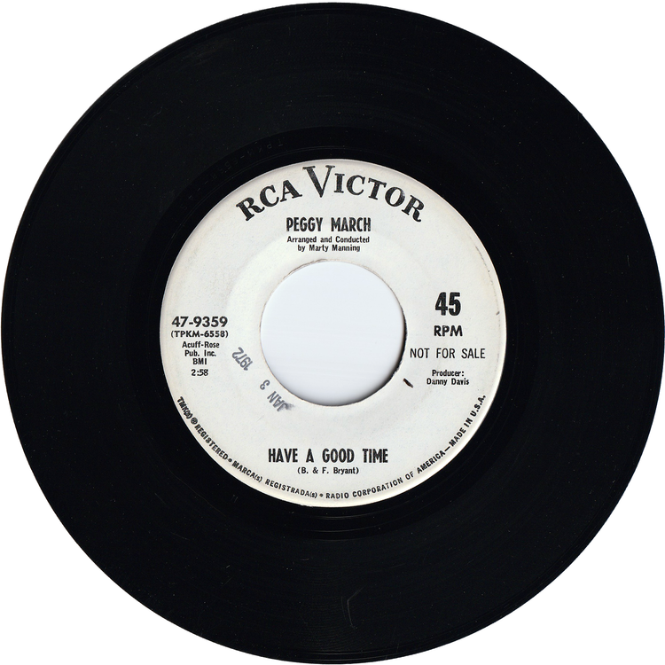 Peggy March - Let Me Down Hard / Have A Good Time [Promo, Hollywood Pressing]