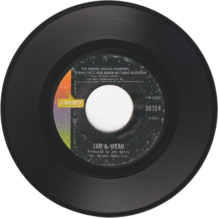Jan & Dean - Ride The Wild Surf / The Anaheim, Azusa & Cucamonga Sewing Circle, Book Review And Timing Association [Styrene, Shelley Pressing]