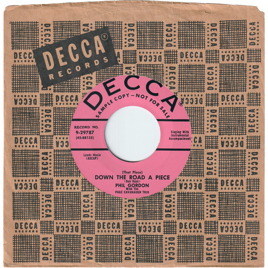 Phil Gordon With Page Cavanaugh Trio - (That Place) Down The Road A Piece / I'm Gonna Move To The Outskirts Of Town [Promo]