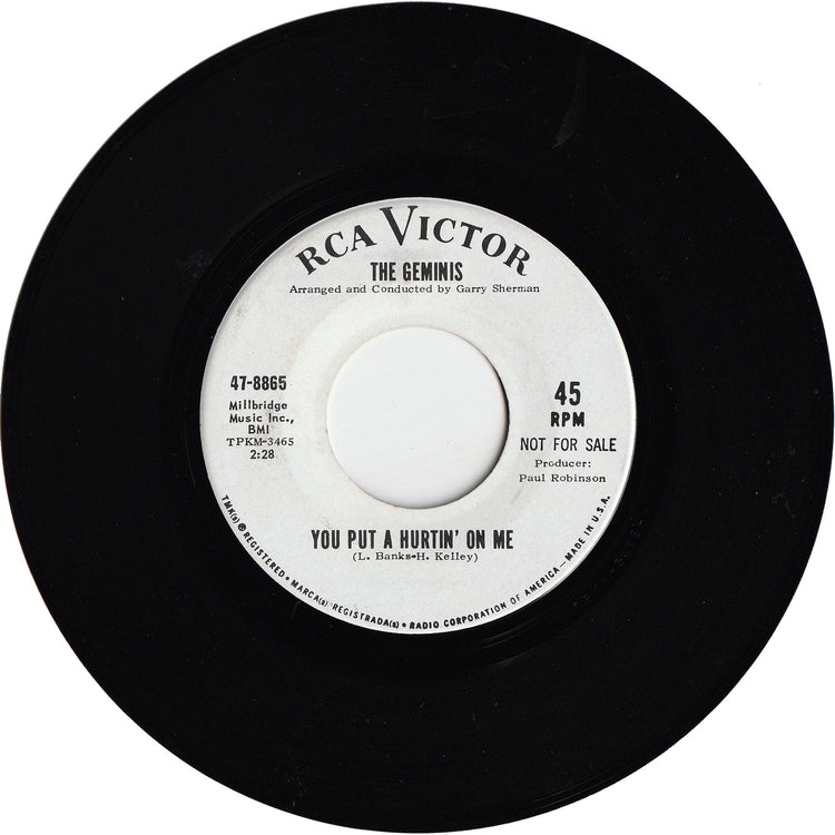 The Geminis - A Friend Of Mine / You Put A Hurtin' On Me [Promo]