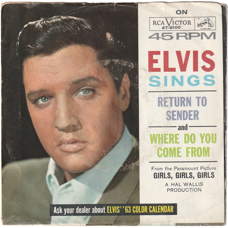 Elvis Presley - Return To Sender / Where Do You Come From (w/PS)