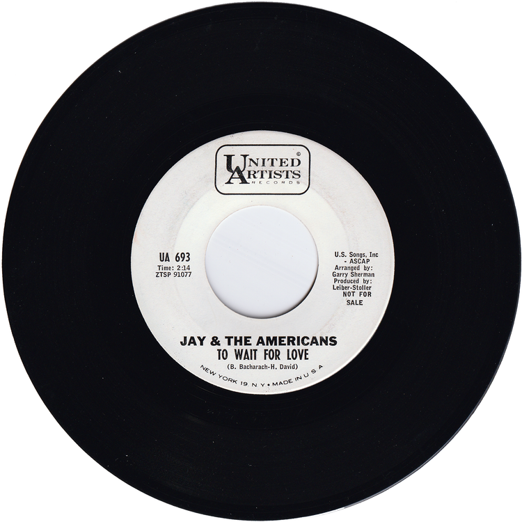 Jay & The Americans - To Wait For Love / Friday (Promo)