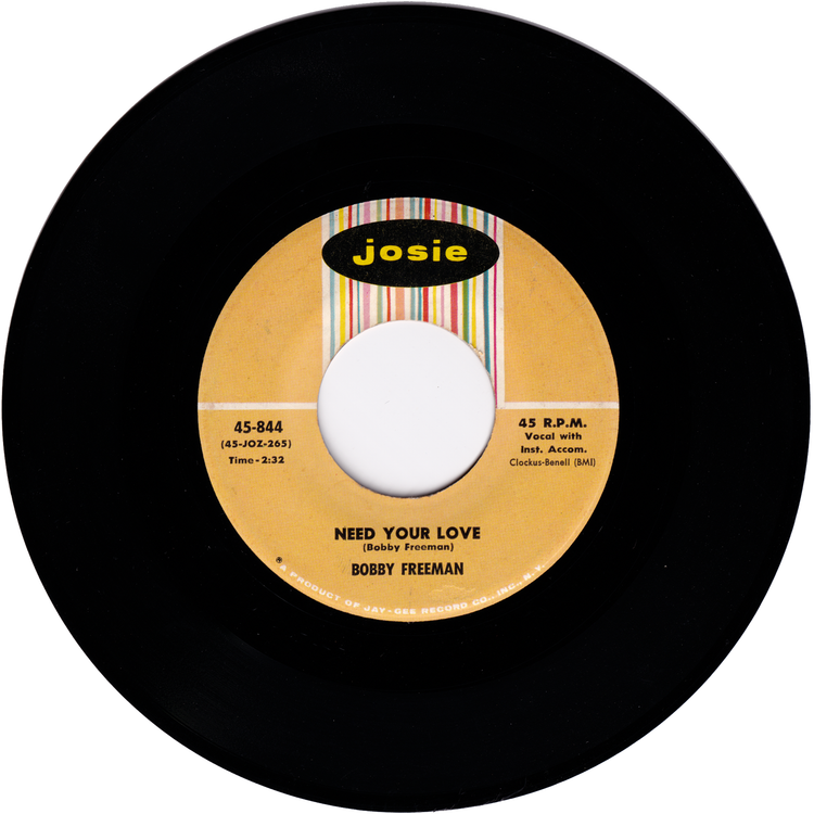 Bobby Freeman - Shame On You Miss Johnson / Need Your Love