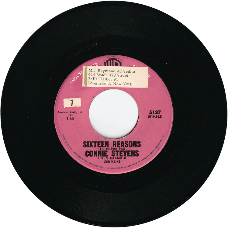 Connie Stevens - Sixteen Reasons (Why I Love You) / Little Sister (1st.press)