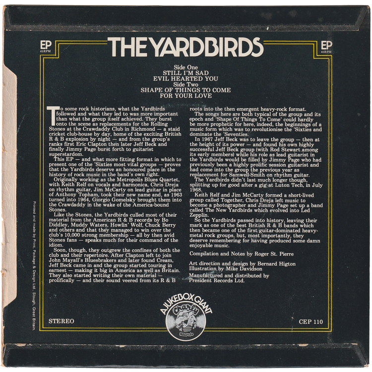 The Yardbirds - Self Titled [UK 7", 45RPM, EP, w/PS]